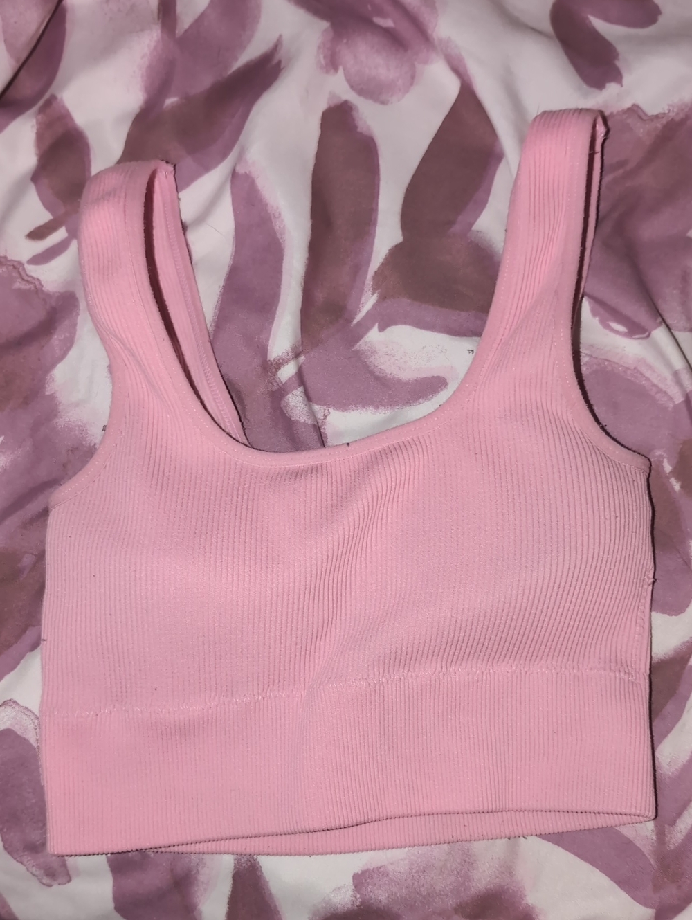 Zenana Pink Ribbed Padded Brami